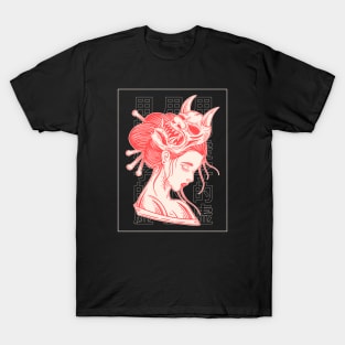 Oni mask Girl pink T-Shirt